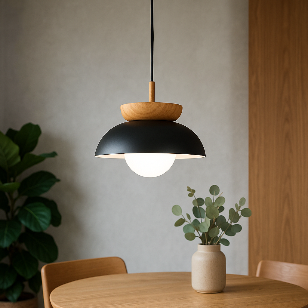 Wooden Dome Pendant Light in Nordic Style