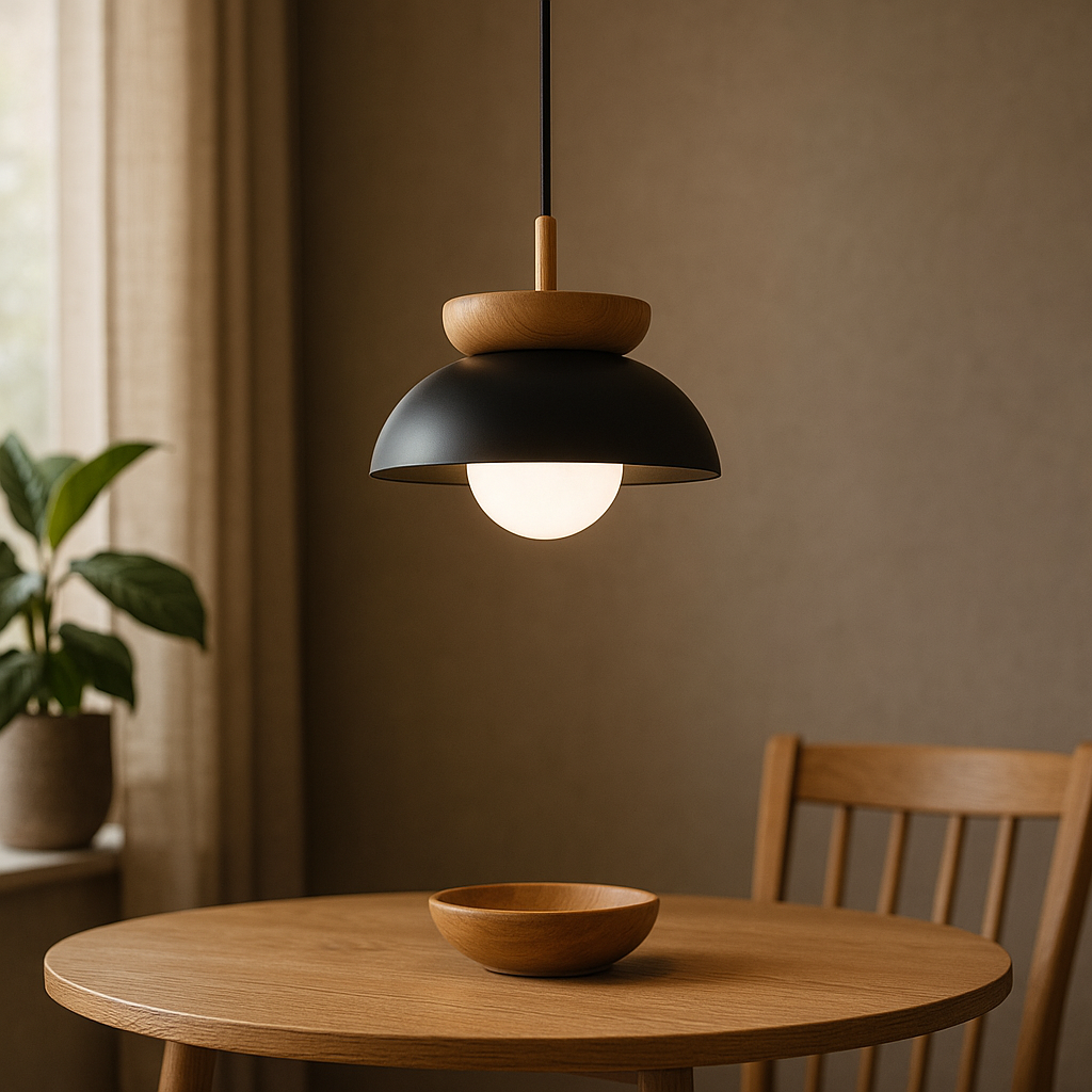 Wooden Dome Pendant Light in Nordic Style