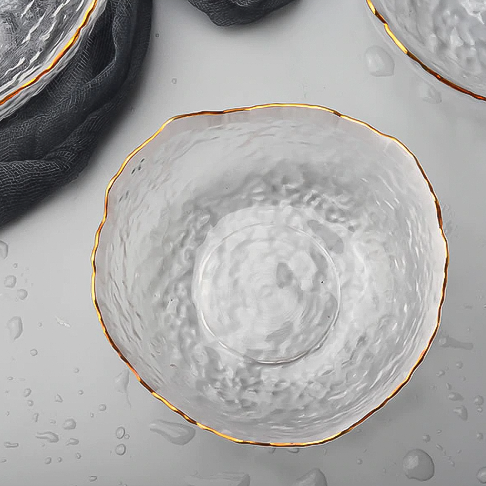 Glass Serving Bowls with Gold Trim – Scandinavian Design