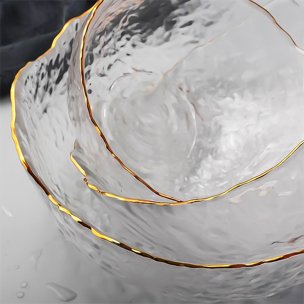 Glass Serving Bowls with Gold Trim – Scandinavian Design