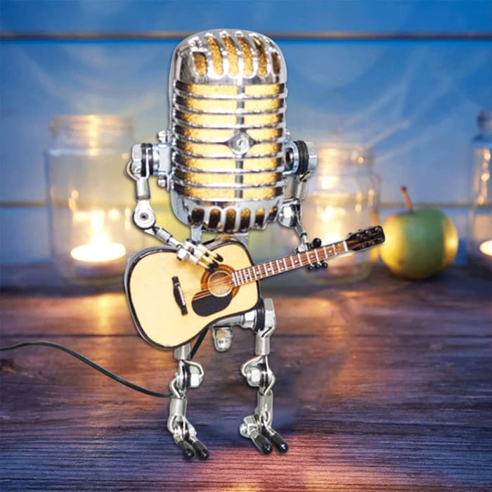 Retro-Inspired LED Microphone Table Lamp