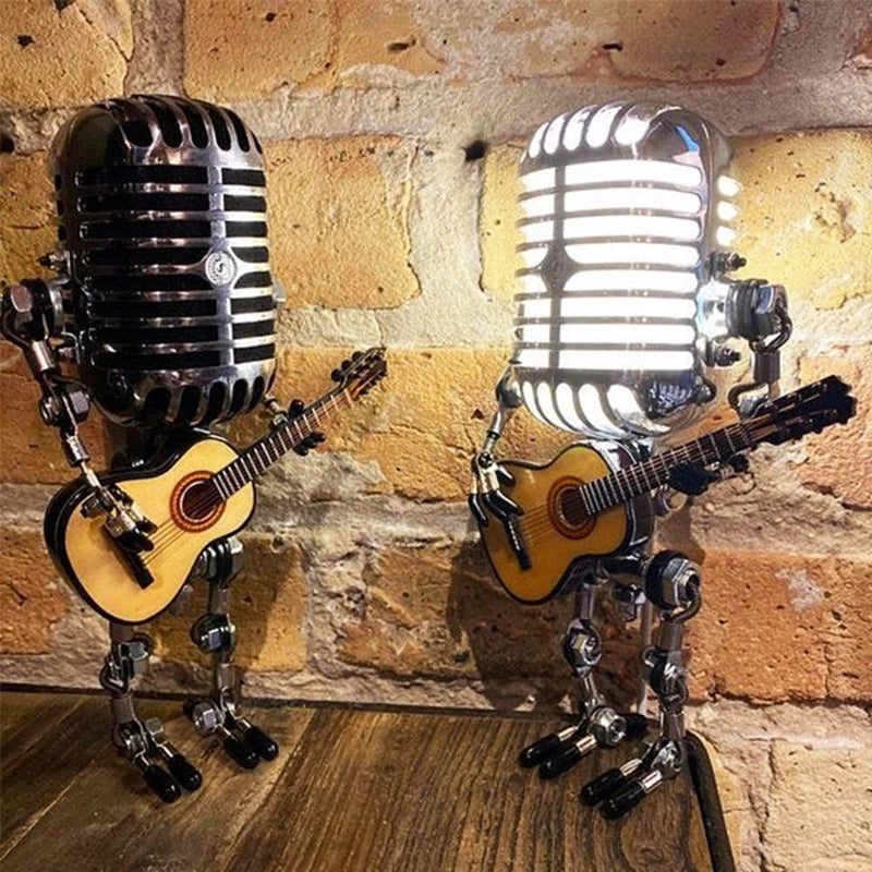 Retro-Inspired LED Microphone Table Lamp
