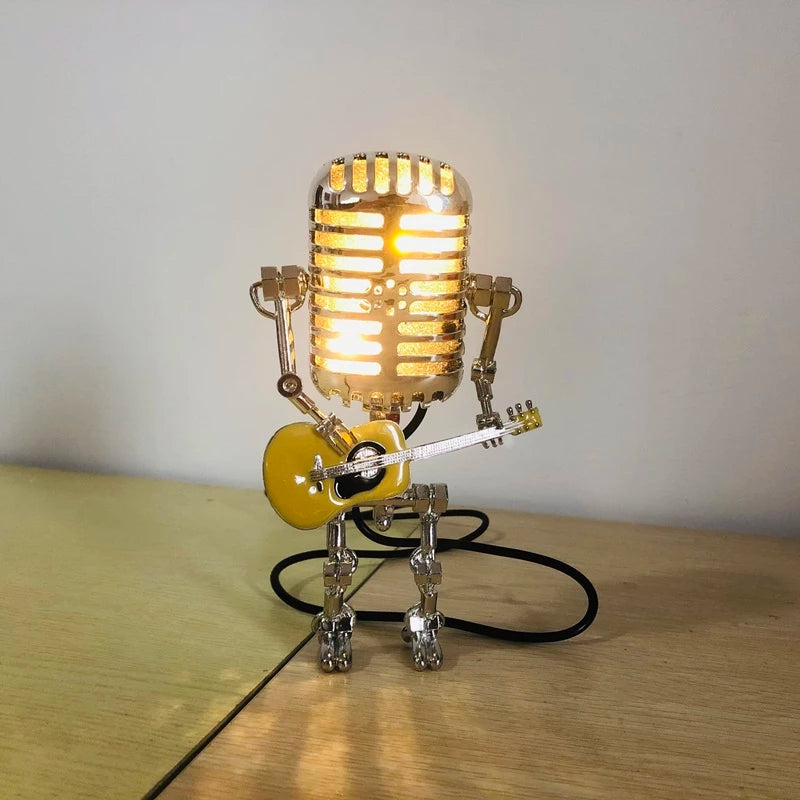 Retro-Inspired LED Microphone Table Lamp