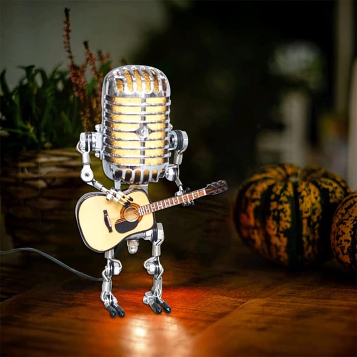 Retro-Inspired LED Microphone Table Lamp