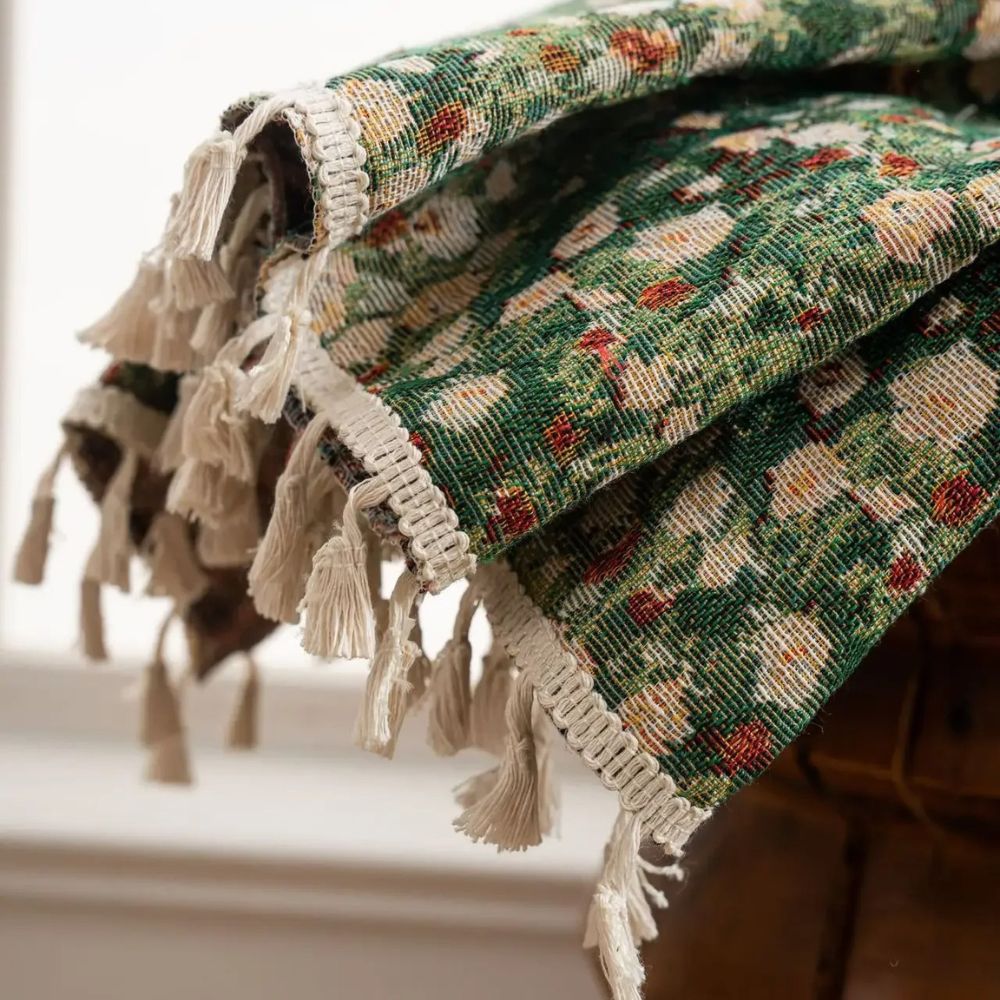 Vintage Floral Tassel Window Curtain Decor