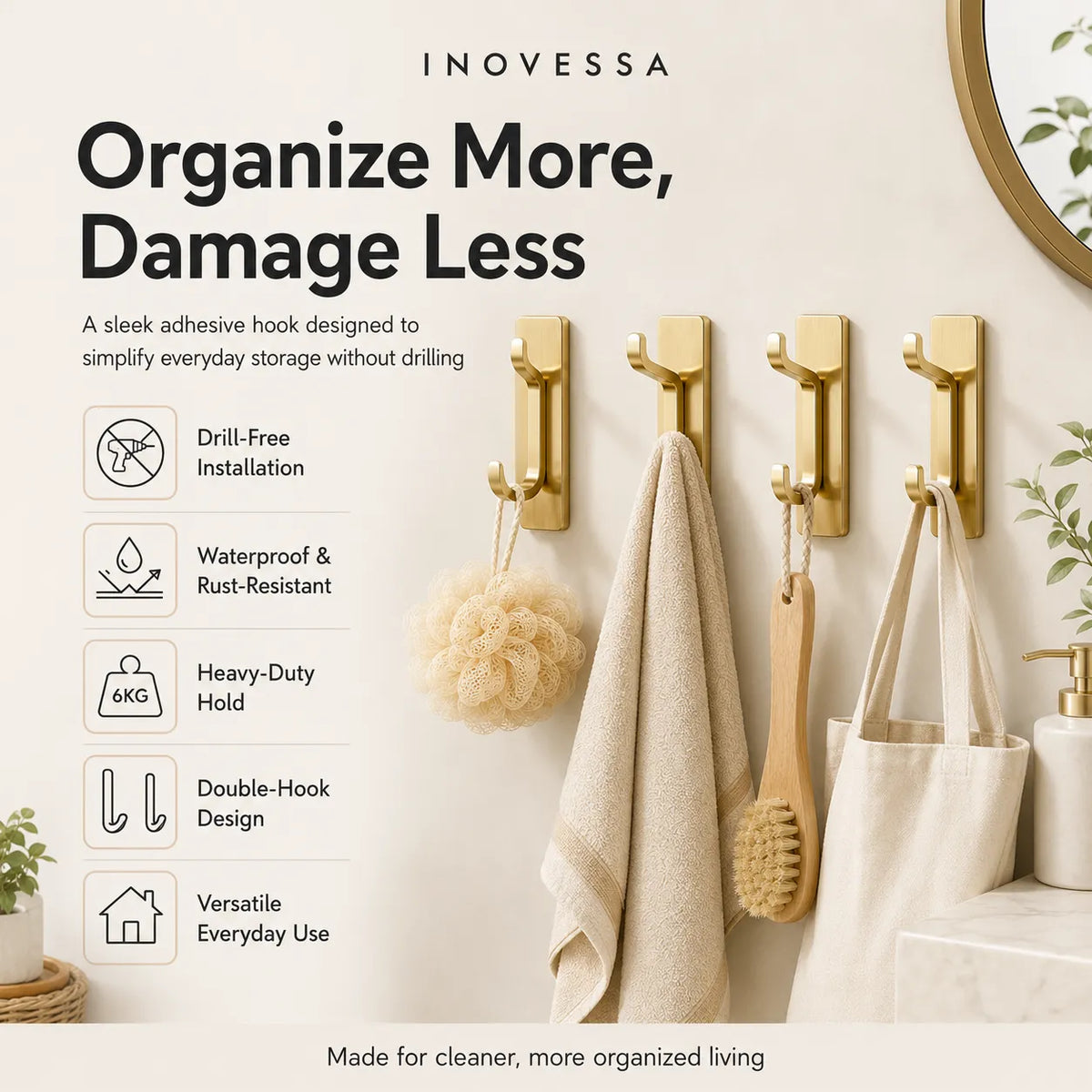 Stainless Steel Wall Hooks for Effortless Organization