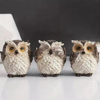 Charming Owl Trio with Unique Expressions