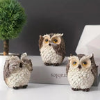 Charming Owl Trio with Unique Expressions
