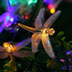 Multicolor LED Solar String Lights with Dragonfly Design