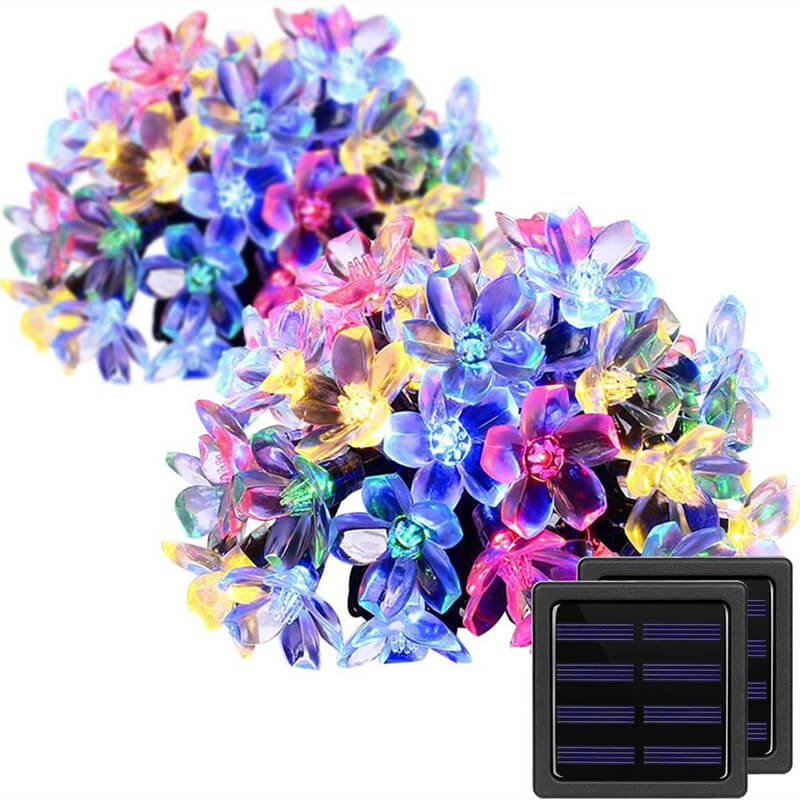 Multicolor LED Solar-Powered Flower String Lights