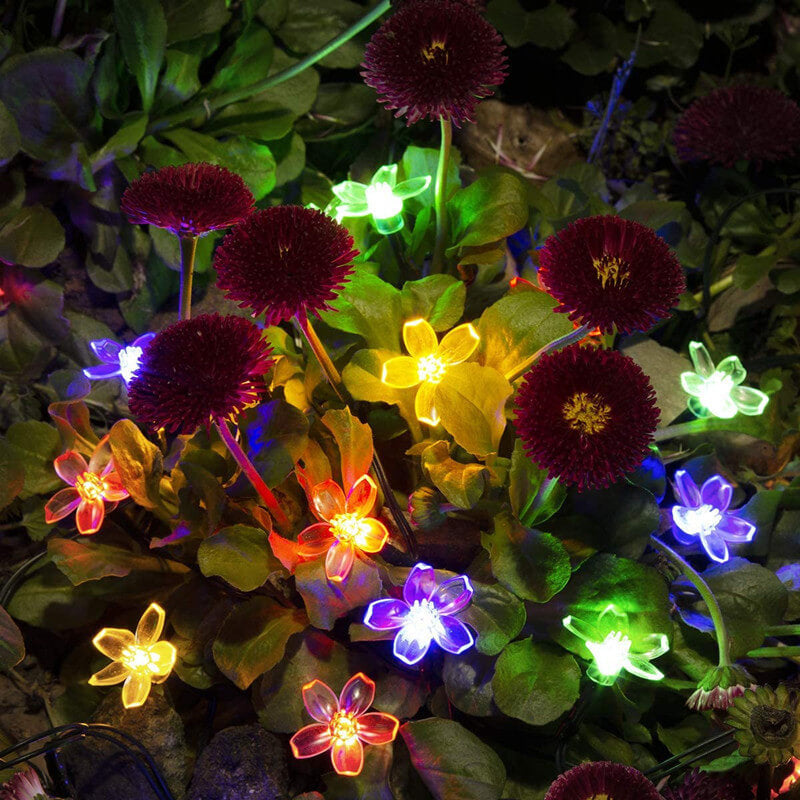 Multicolor LED Solar-Powered Flower String Lights