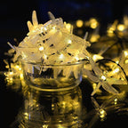 Multicolor LED Solar String Lights with Dragonfly Design
