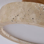 LED Ceiling Light with Wooden Base – Round Travertine Design