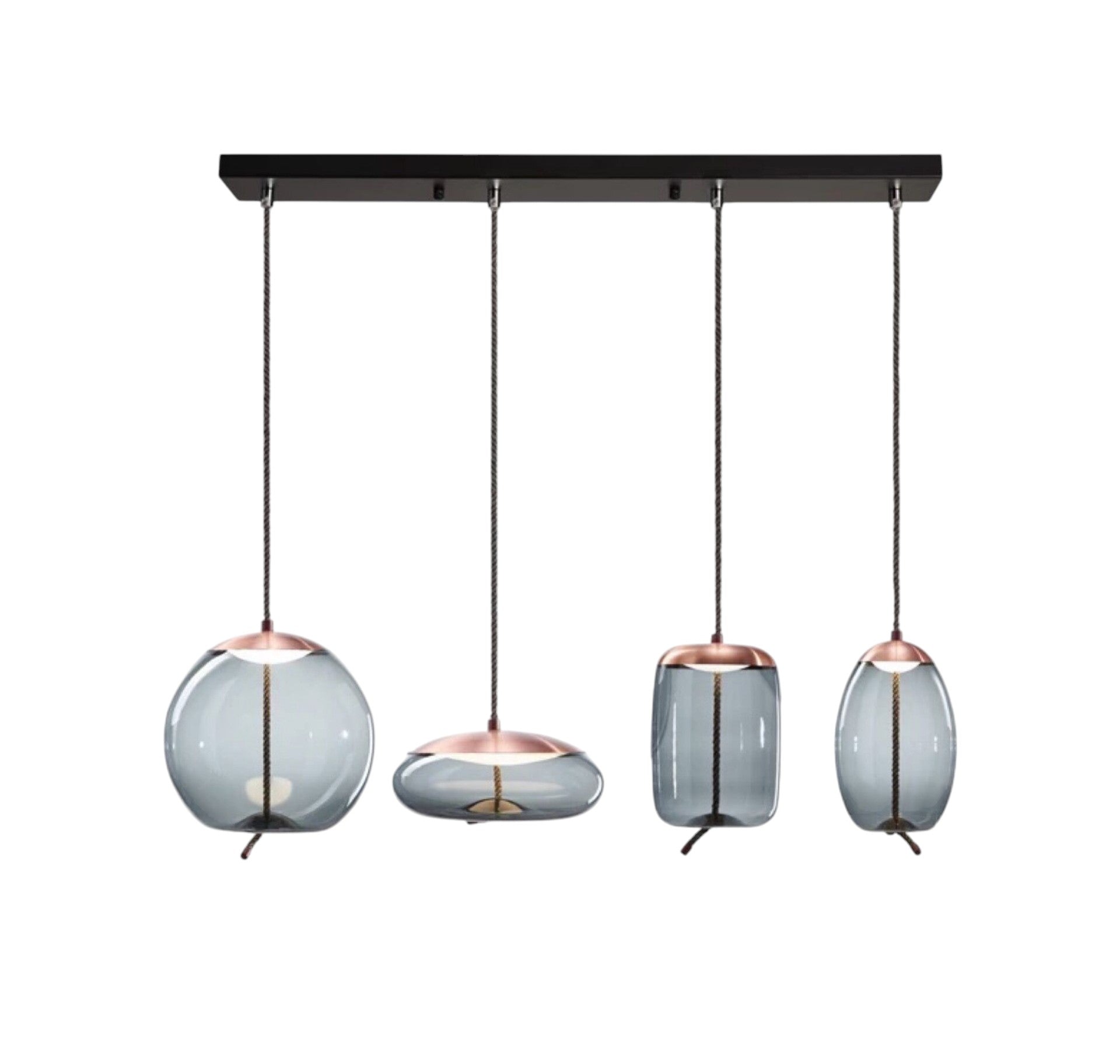 Pendant Light with Smoked Glass in Rose Gold Finish
