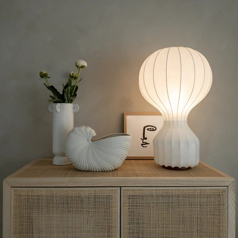 Silk Table Lamp with Wabi-Sabi Design