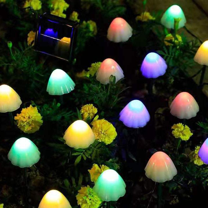 Multicolor LED Cap Solar Garden Mushroom Lights