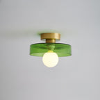 Minimalist Ceiling Light with Brass and Glass in Bauhaus Style