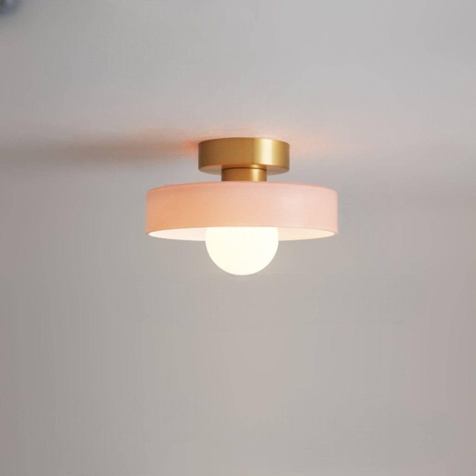 Minimalist Ceiling Light with Brass and Glass in Bauhaus Style