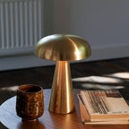 Mushroom-Shaped Table Lamp in Brushed Metal Finish