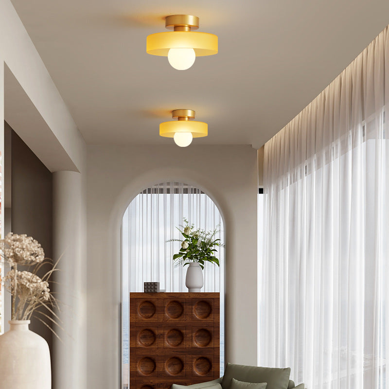 Minimalist Ceiling Light with Brass and Glass in Bauhaus Style
