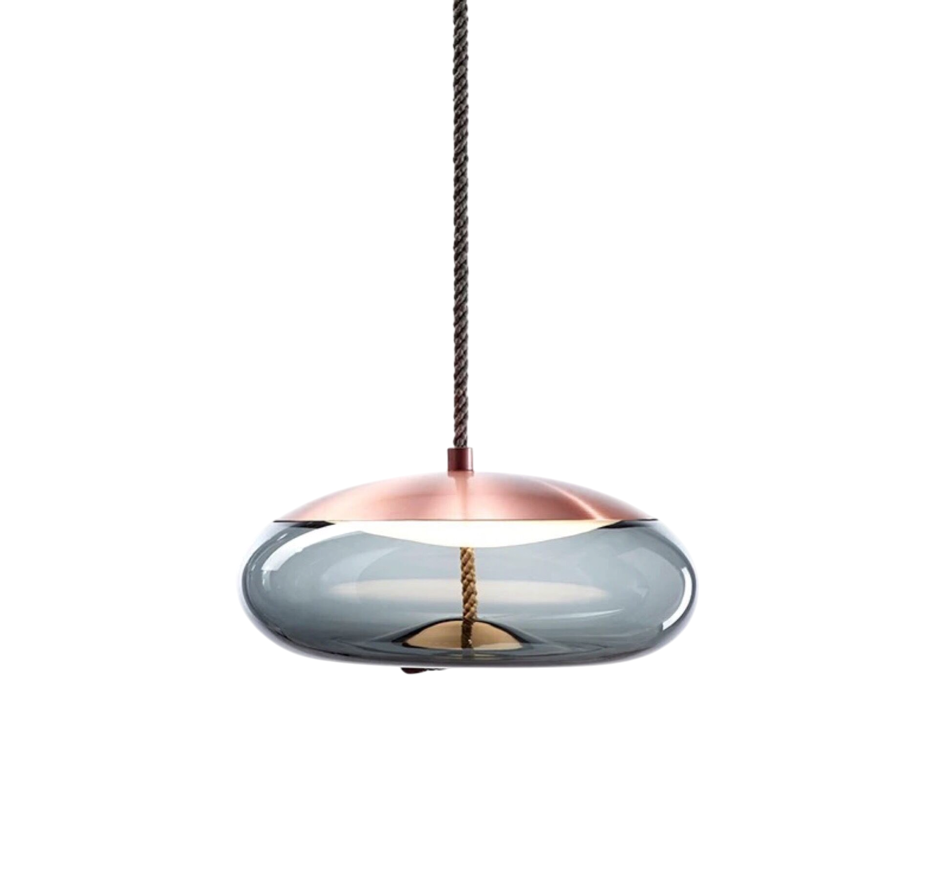 Pendant Light with Smoked Glass in Rose Gold Finish