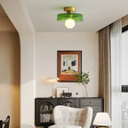 Minimalist Ceiling Light with Brass and Glass in Bauhaus Style