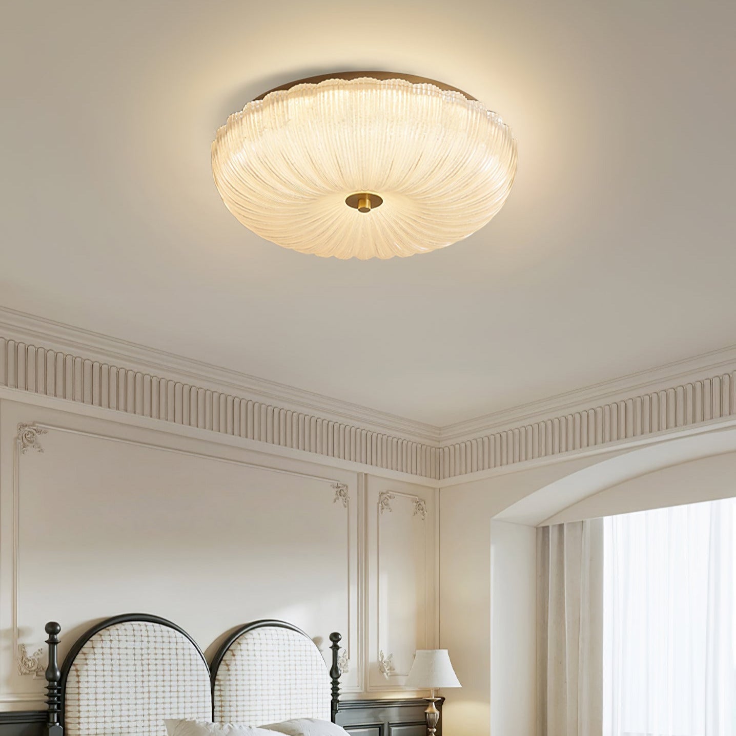 Ceiling Light with Flush Mount – Rippled Glass Design