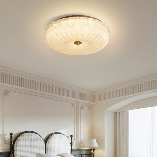 Ceiling Light with Flush Mount – Rippled Glass Design
