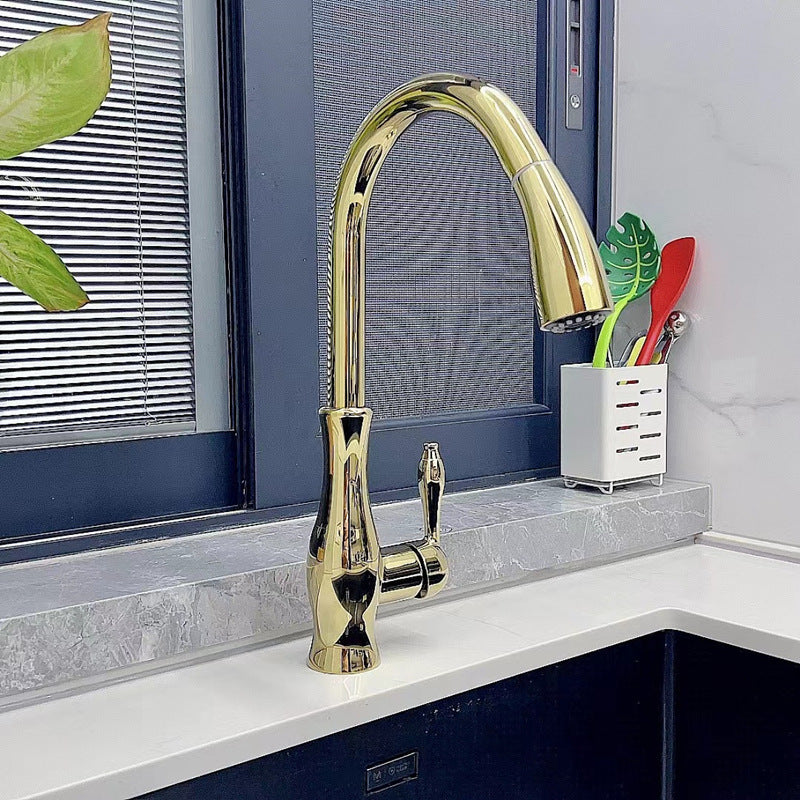 Metal Sink Tap with Pull-Out Spray for Kitchen Use