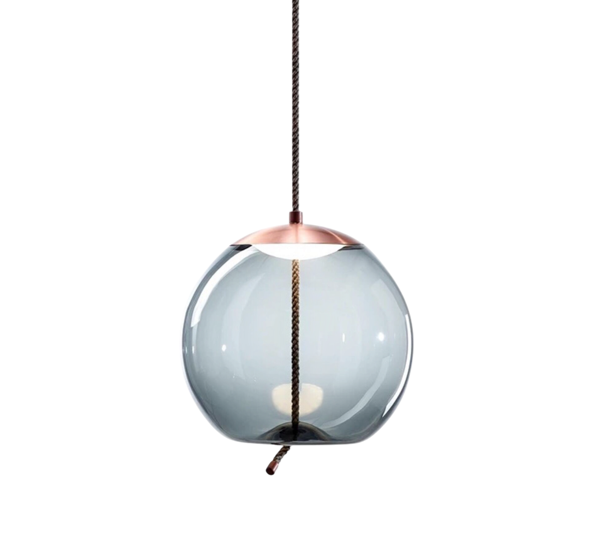 Pendant Light with Smoked Glass in Rose Gold Finish