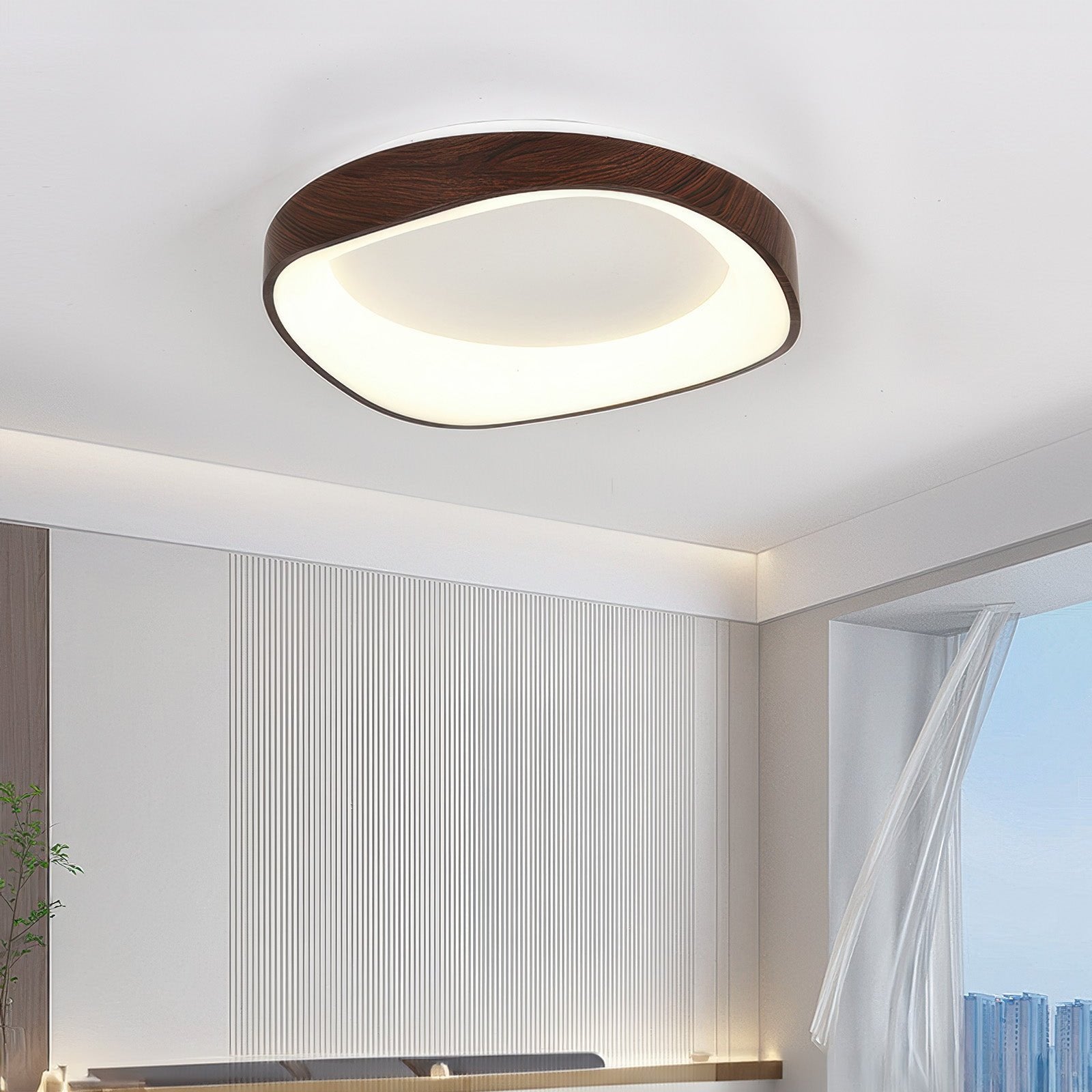 Ceiling Light with Artistic Wood Grain Design in Nordic Style