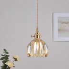 Ribbed Glass Pendant Lamp in Japanese Style