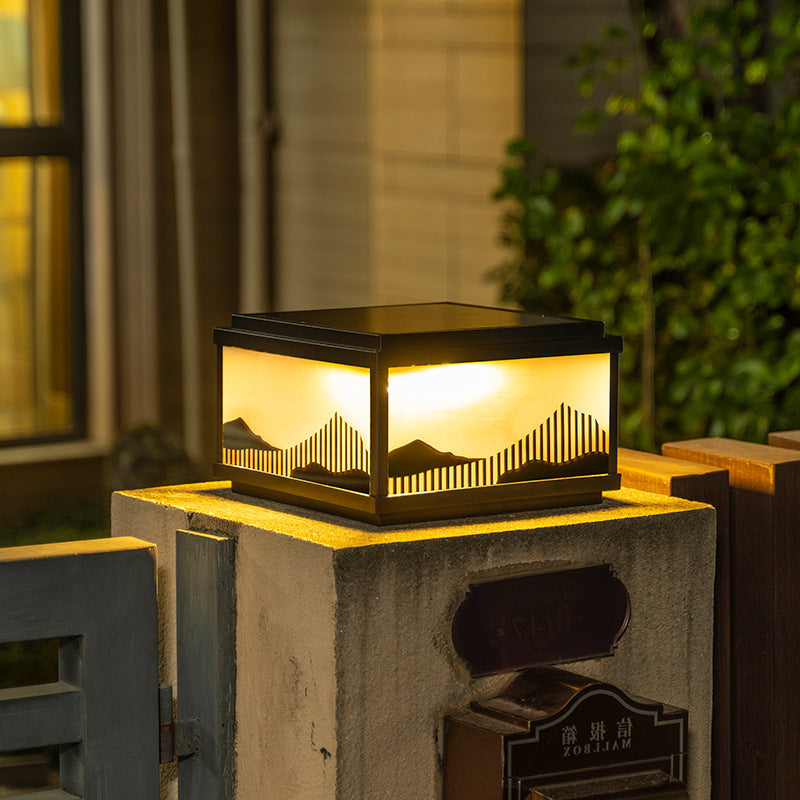 Post Light for Landscape with Solar Power Lantern