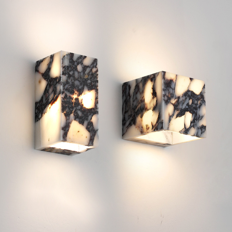Cube Wall Light in Minimalist Marble Design
