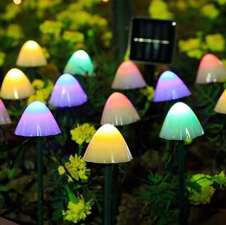 Multicolor LED Cap Solar Garden Mushroom Lights