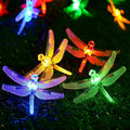 Multicolor LED Solar String Lights with Dragonfly Design