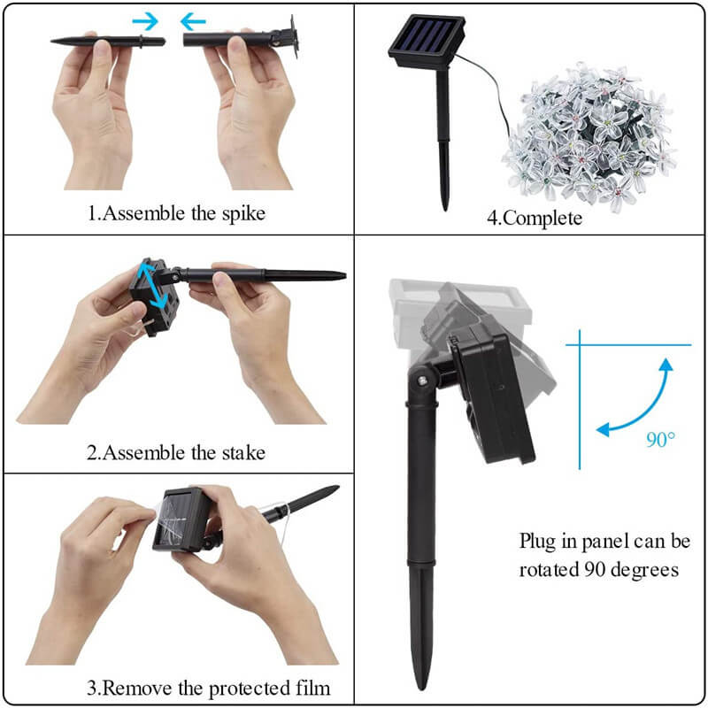 Multicolor LED Solar-Powered Flower String Lights