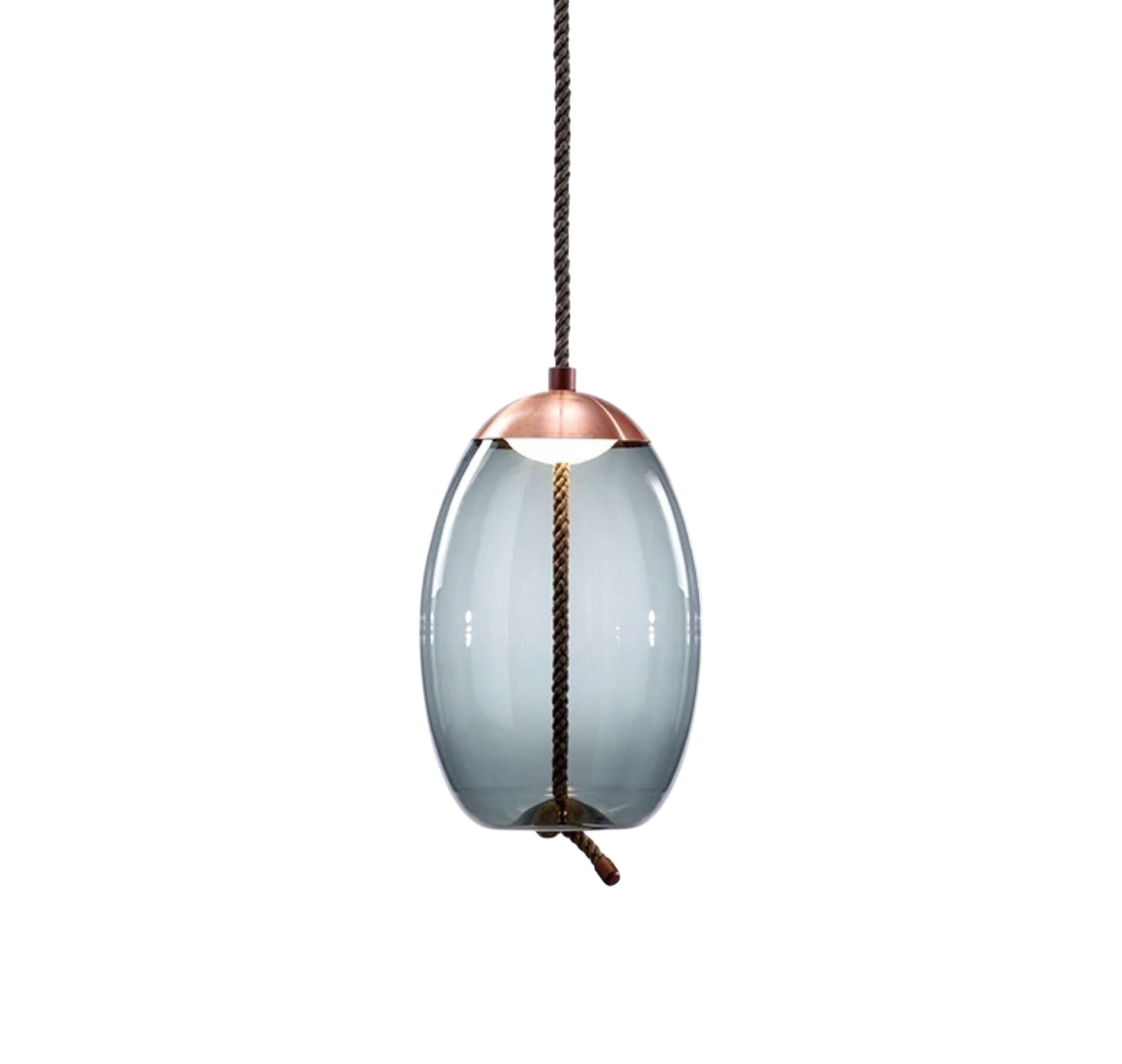 Pendant Light with Smoked Glass in Rose Gold Finish