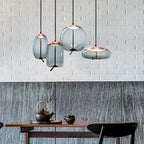 Pendant Light with Smoked Glass in Rose Gold Finish
