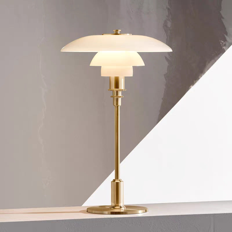 Danish Glass Table Lamp with Vintage Shade Design