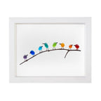 Coastal Display Frame for Wall Art - Sea Glass and Driftwood Bird Design