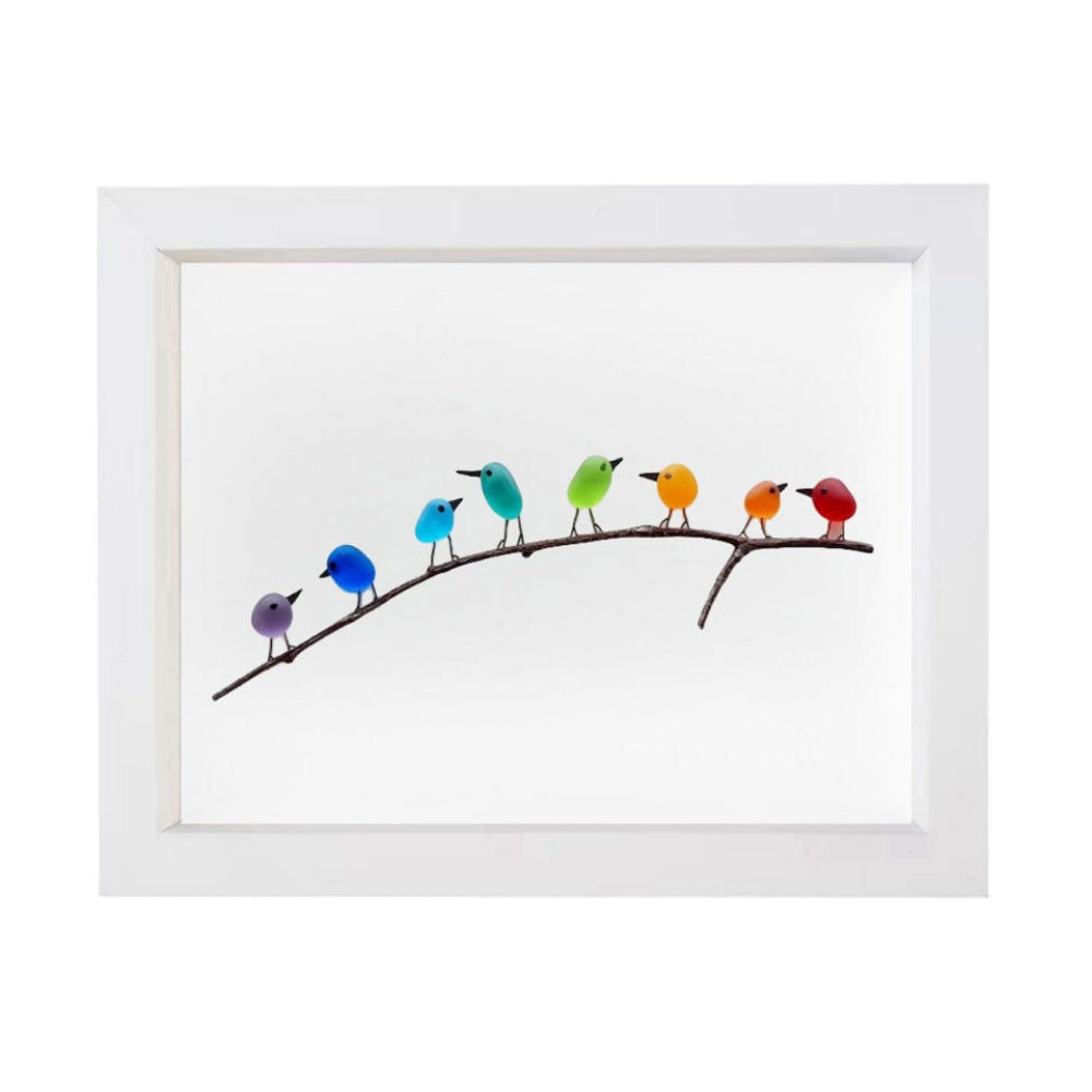Coastal Display Frame for Wall Art - Sea Glass and Driftwood Bird Design