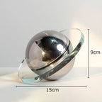 Celestial Sphere Decorative Glass Art Piece – Modern Orb with Ring