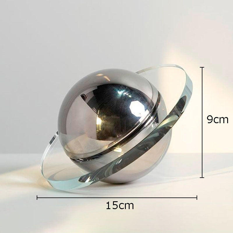 Celestial Sphere Decorative Glass Art Piece – Modern Orb with Ring