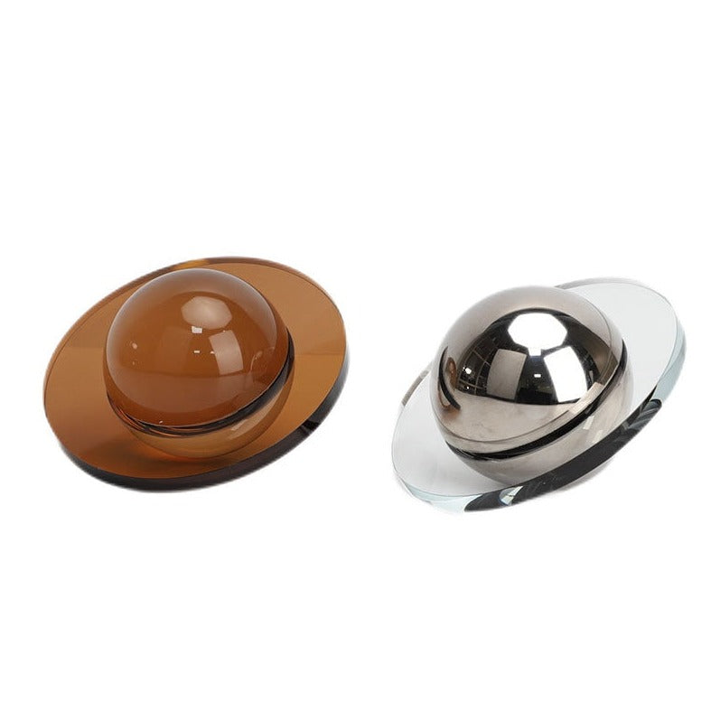 Celestial Sphere Decorative Glass Art Piece – Modern Orb with Ring