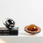 Celestial Sphere Decorative Glass Art Piece – Modern Orb with Ring