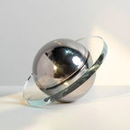 Celestial Sphere Decorative Glass Art Piece – Modern Orb with Ring