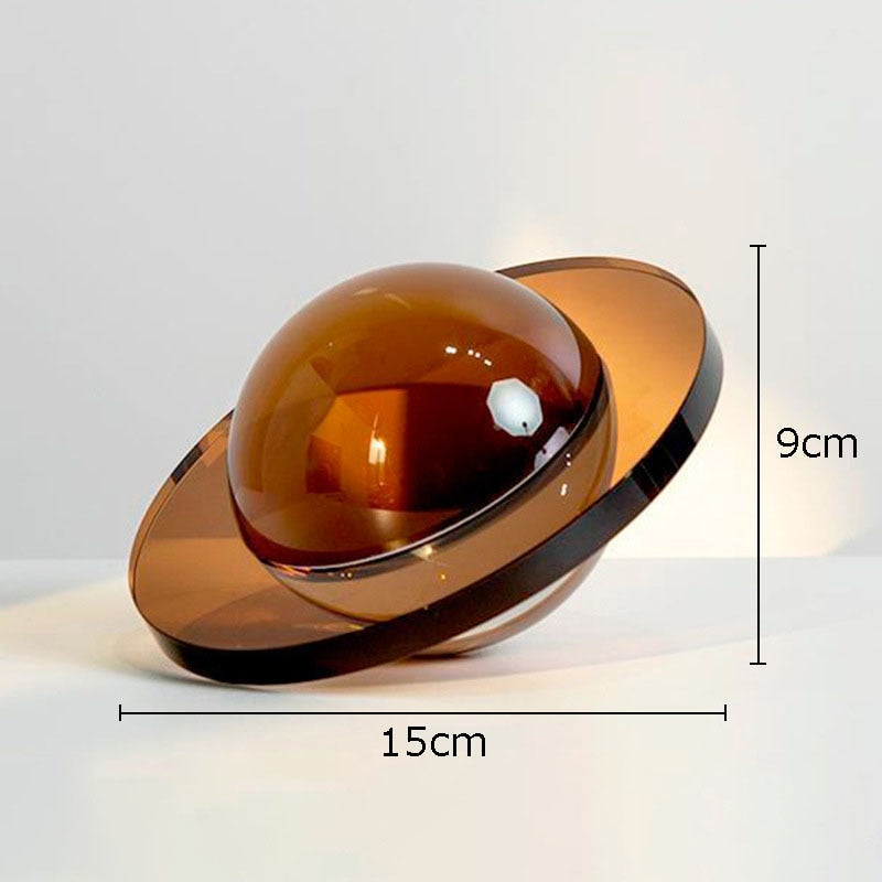 Celestial Sphere Decorative Glass Art Piece – Modern Orb with Ring