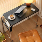 Movable Home Office Desk featuring PU Leather Surface and Steel Base