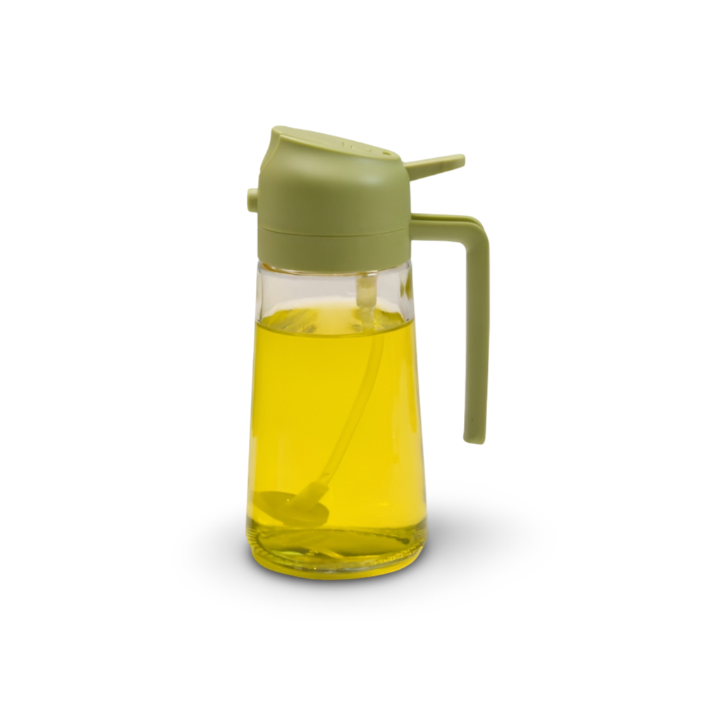 Refillable Glass Oil Dispenser with Spray for Kitchen Use